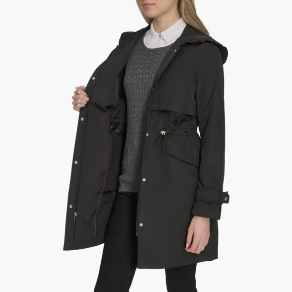 NEW COLE HAAN Rain Trench Coat in black for women 825 7m3 - Picture 2 of 8